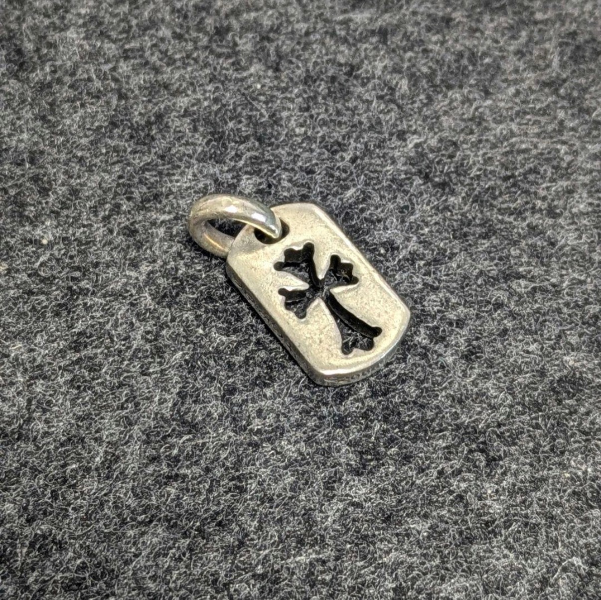 Chrome Hearts Tiny Cutout Cross Dog Tag Charm "Silver"