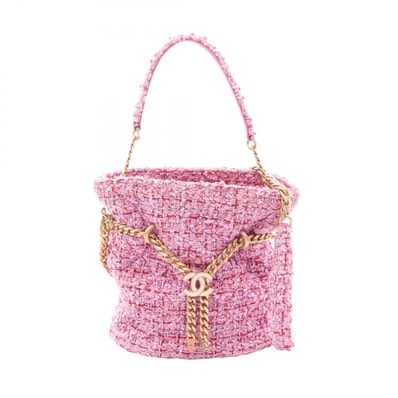 シャネル CHANEL マトラッセ ドローストリング バケットバッグ 2WAY ショルダーバッグ バッグ ファブリック レディース ピンク系 【中古】
