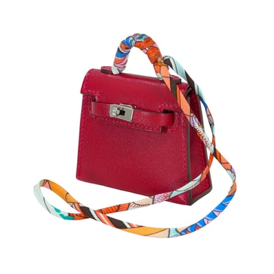 HERMES エルメス バッグチャーム ケリーツイリー ルージュヴィフ ヴォータデラクト シルバー金具 Y刻印 準新品