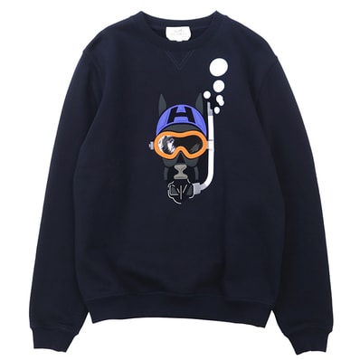 【極美品】HERMES エルメス スウェット サイズ S メンズ 2023SS Scub'H ホース 馬 スキューバ コットン100% プルオーバー クルーネック ロングスリーブ 丸首 長袖 トップス ダークネイビー 紺 イタリア製