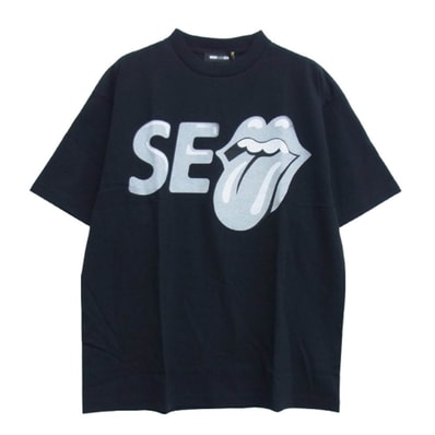 WIND AND SEA ウィンダンシー Tシャツ WDS-C-TRS-25-Q4-02 × The Rolling Stones  WDS S/S Tee  ローリングストーンズ 半袖 Tシャツ カットソー ブラック系 M【新古品】【未使用】【中古】