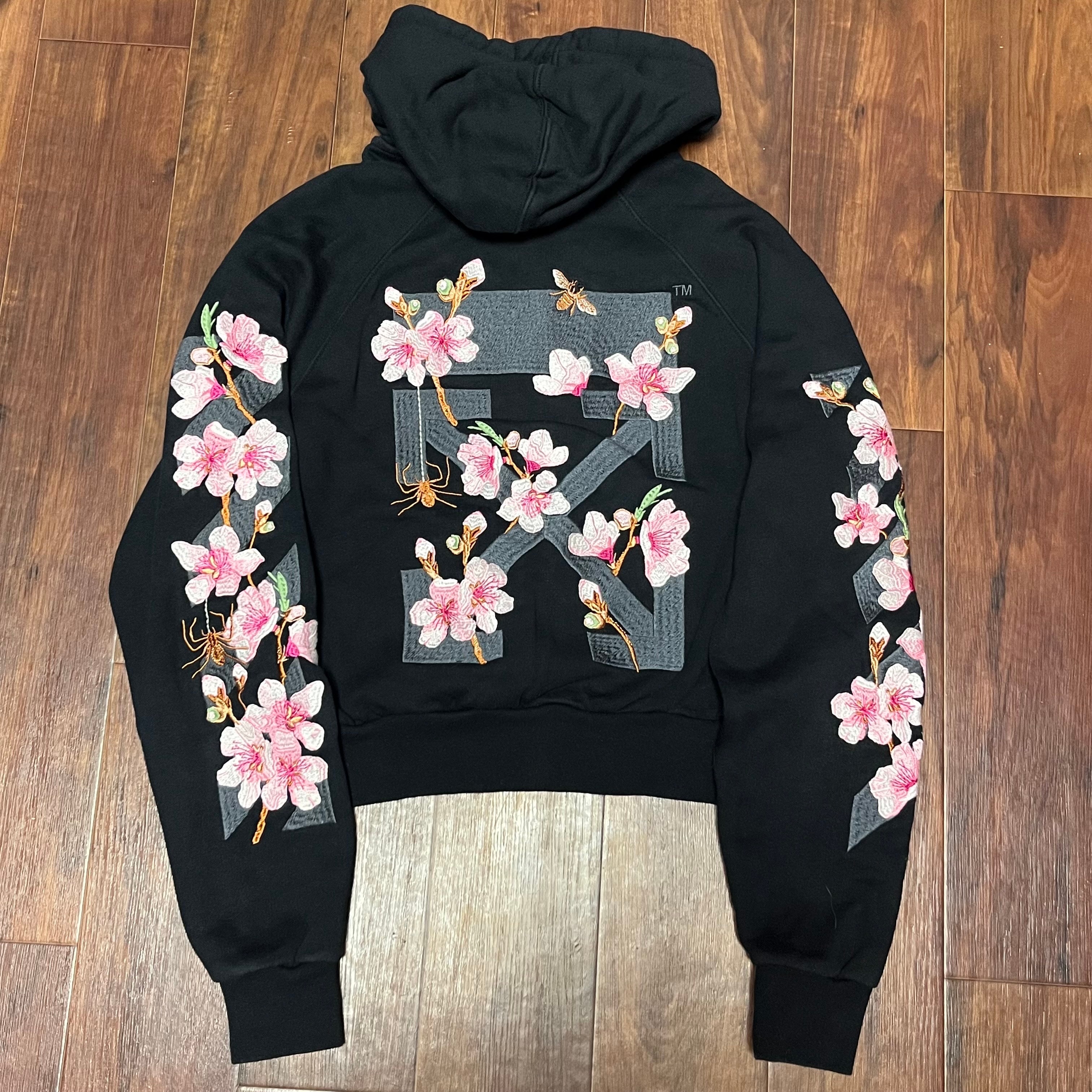 off white パーカージップブラックさくら桜ロゴ入手困難