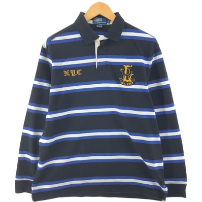 古着 ラルフローレン Ralph Lauren POLO by Ralph Lauren ボーダー柄 長袖 ラガーシャツ メンズM相当/eaa525452