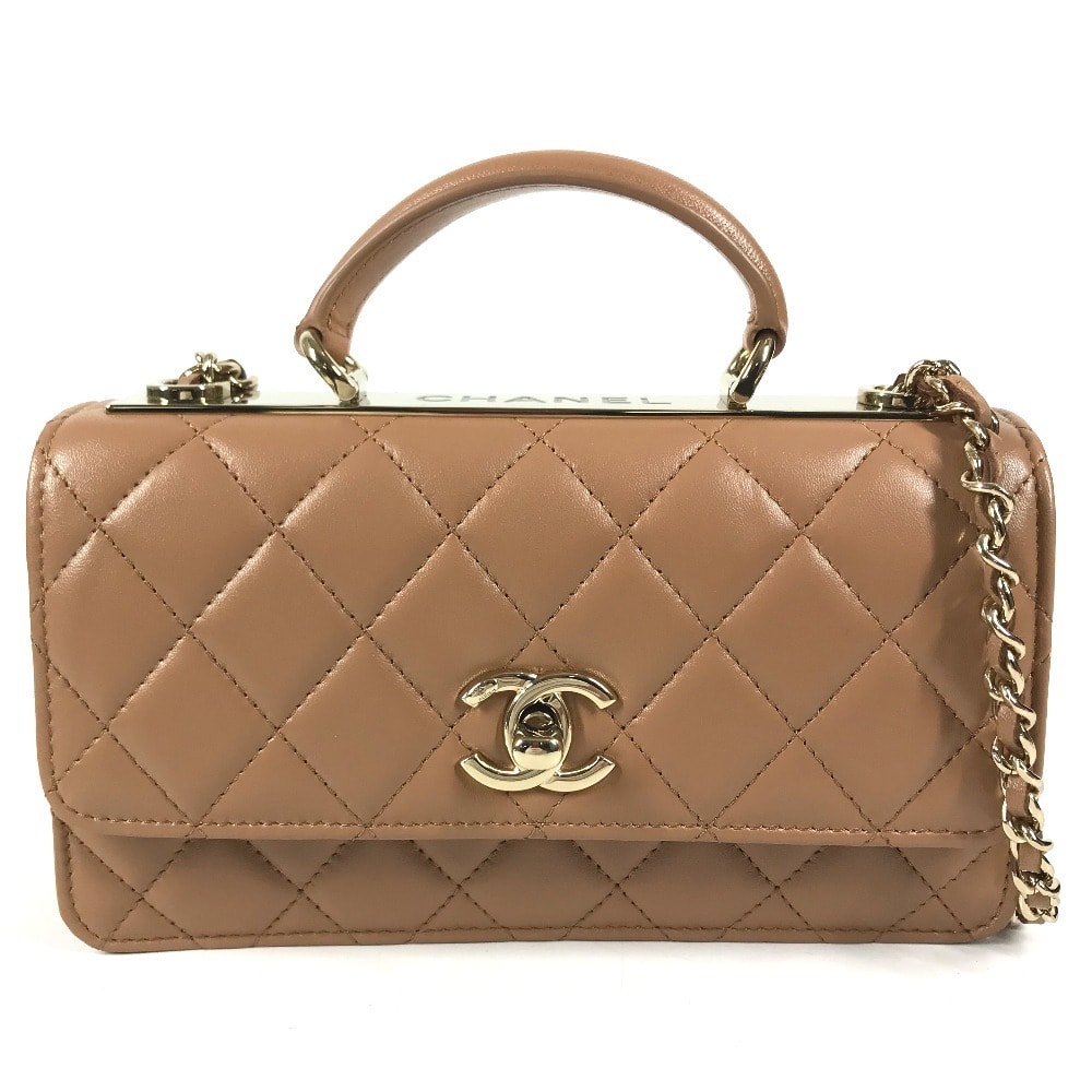 シャネル CHANEL CC ココマーク ロゴ マトラッセ キルティング AP4184 チェーンウォレット フラップ カバン ショルダーバッグ 2WAYバッグ 斜め掛け チェーン ハンドバッグ ラムスキン ライトブラウン系 美品