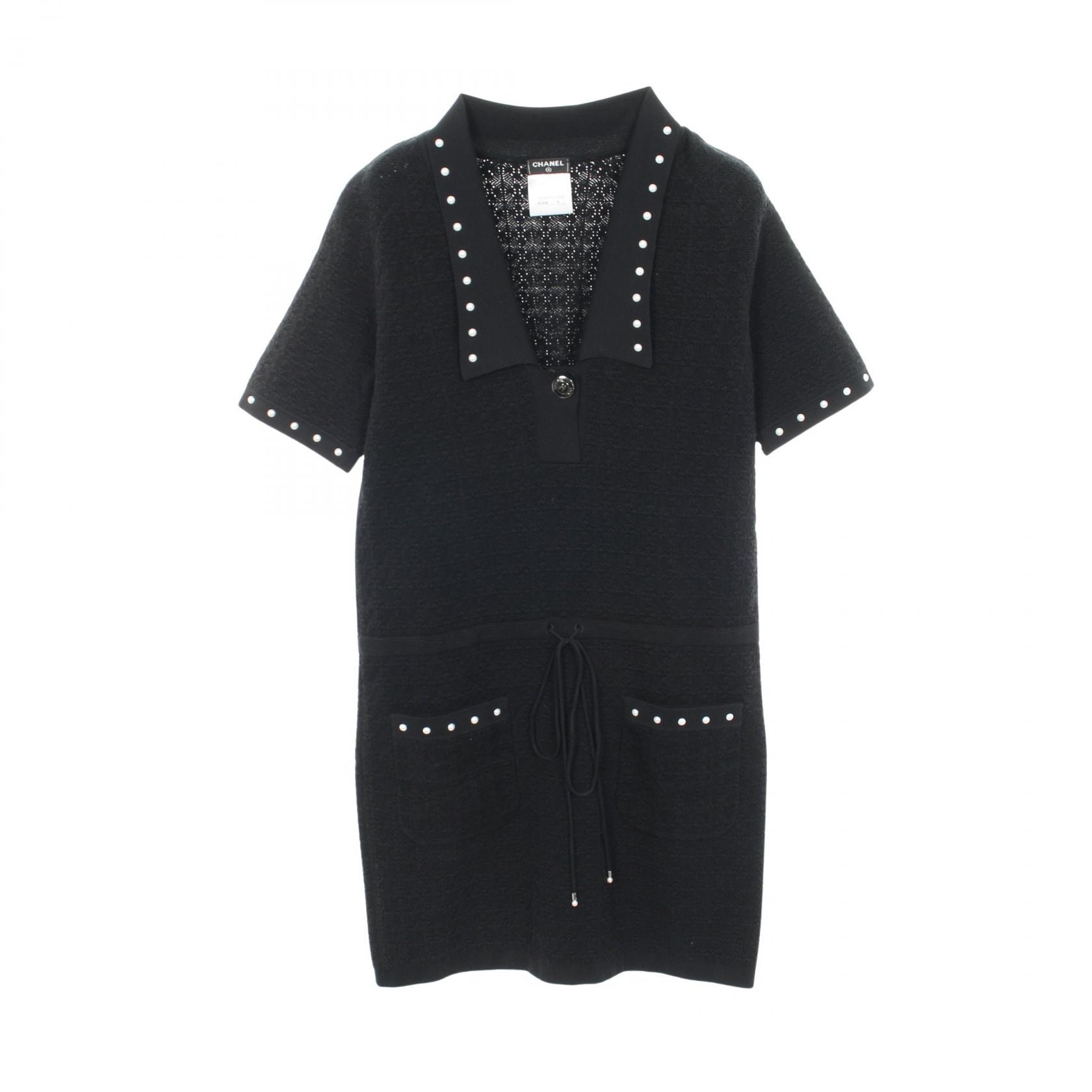 シャネル CHANEL ココマークボタン パール ワンピース 衣料品 トップス コットン ナイロン レディース ブラック系 P53686K07000 【中古】