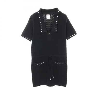 シャネル CHANEL ココマークボタン パール ワンピース 衣料品 トップス コットン ナイロン レディース ブラック系 P53686K07000 【中古】