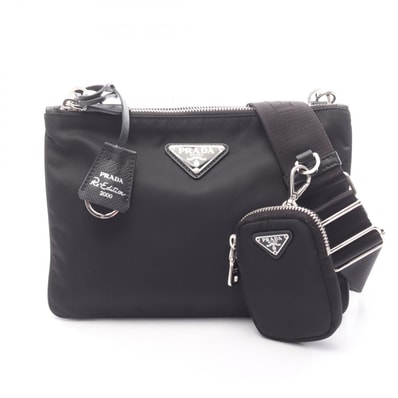 プラダ PRADA Re-Edition 2000 ショルダーバッグ バッグ ナイロン サフィアーノレザー レディース ブラック系 1BH046 【中古】