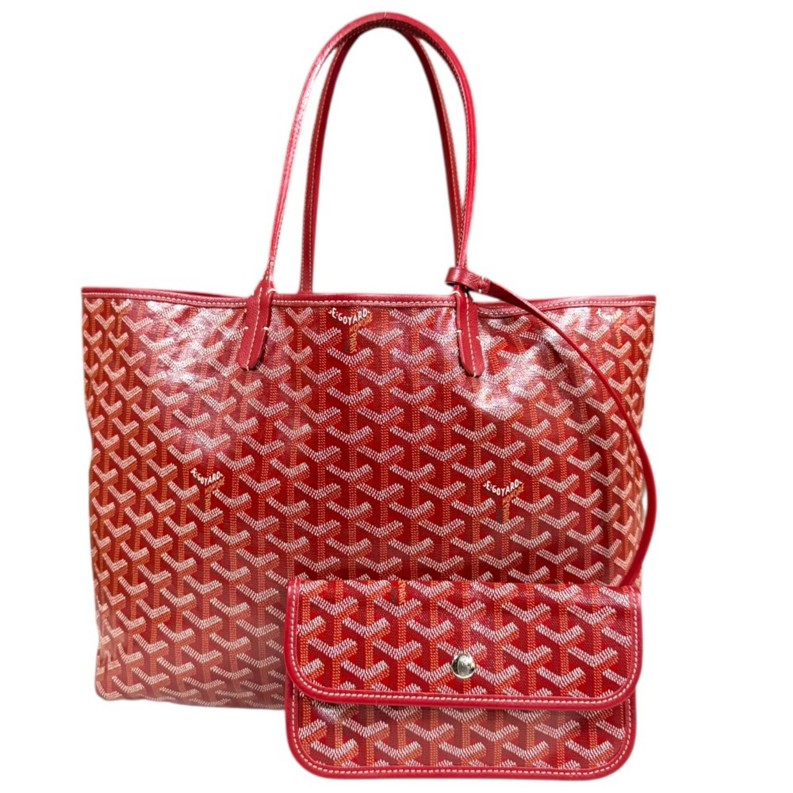ゴヤール サンルイPM トートバッグ PVCコーティングキャンバス レッド レディース GOYARD  中古