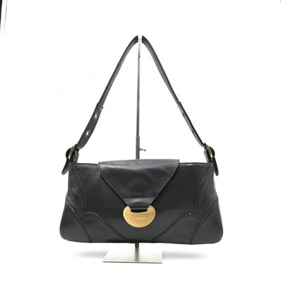Chloé(クロエ) ショルダーバッグ レザー ブラック ゴールド金具 レディース 肩掛け フラップバッグ 【中古】