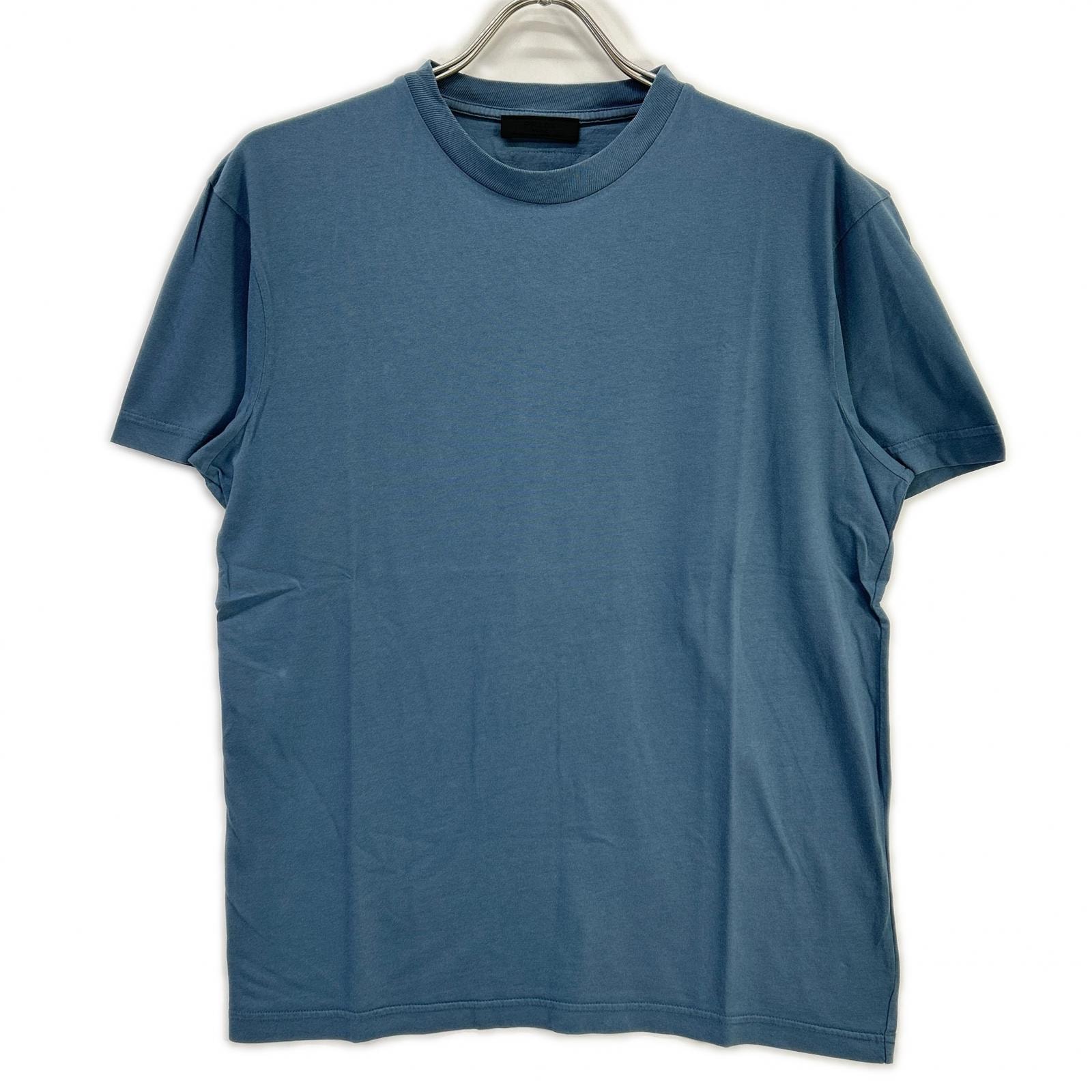 プラダ UJM572 ブルー トライアングルロゴ クルーネックTシャツ M