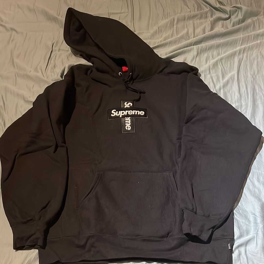 Supreme Cross Box Logo Hooded Sweatshirt "Black"