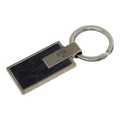 グッチ キーホルダー シルバー ブラック レザー メタル メンズ GUCCI 【中古】