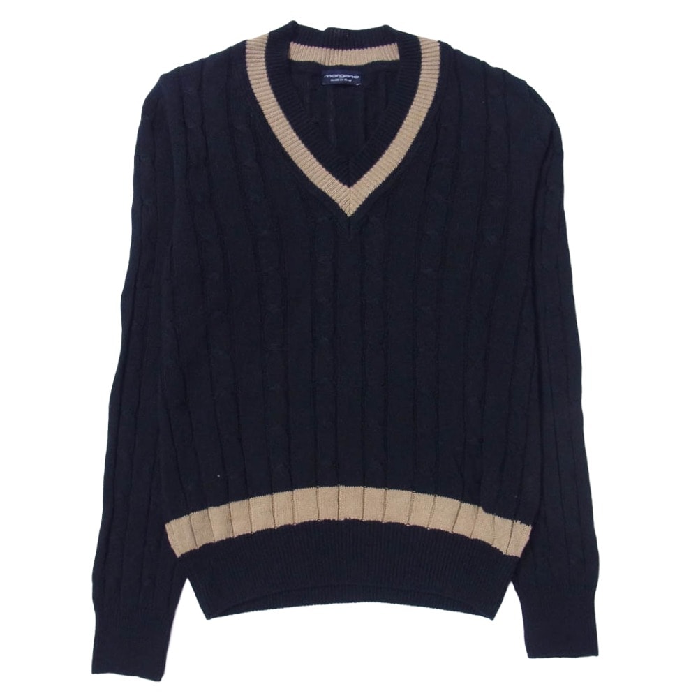 BEAMS ビームス ニット ビームスF MORGANO モルガーノコットンリネン Vネック ニット ダークグレー系 48【中古】