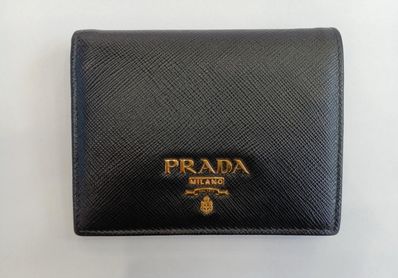 PRADA Small Saffiano Leather Wallet "Black/Pink"