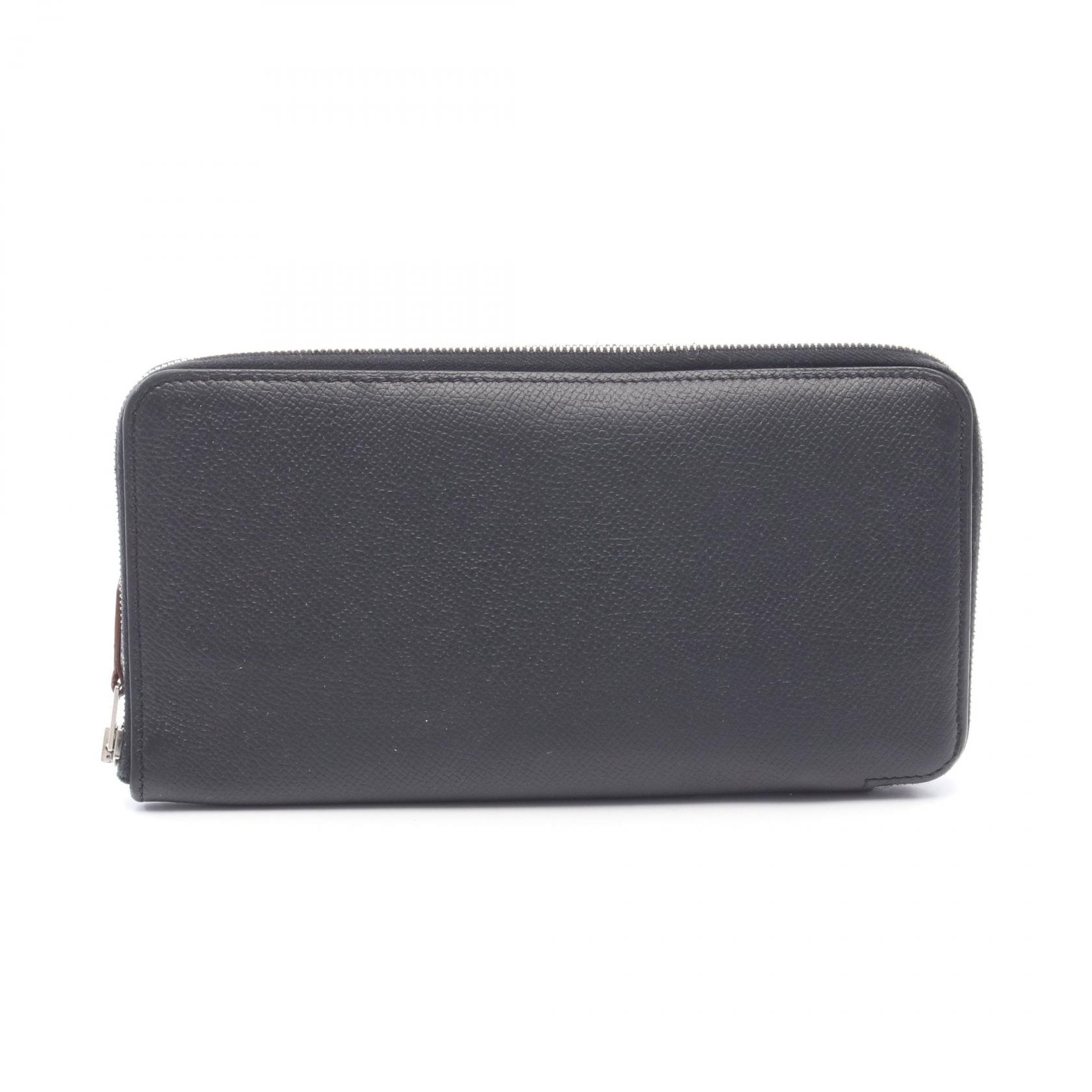 エルメス HERMES アザップロング シルクイン ラウンド長財布 財布 レザー カーフ(牛革) ヴォーエプソン ヴォーエプソン X刻印(2016年製造) レディース ブラック系 【中古】