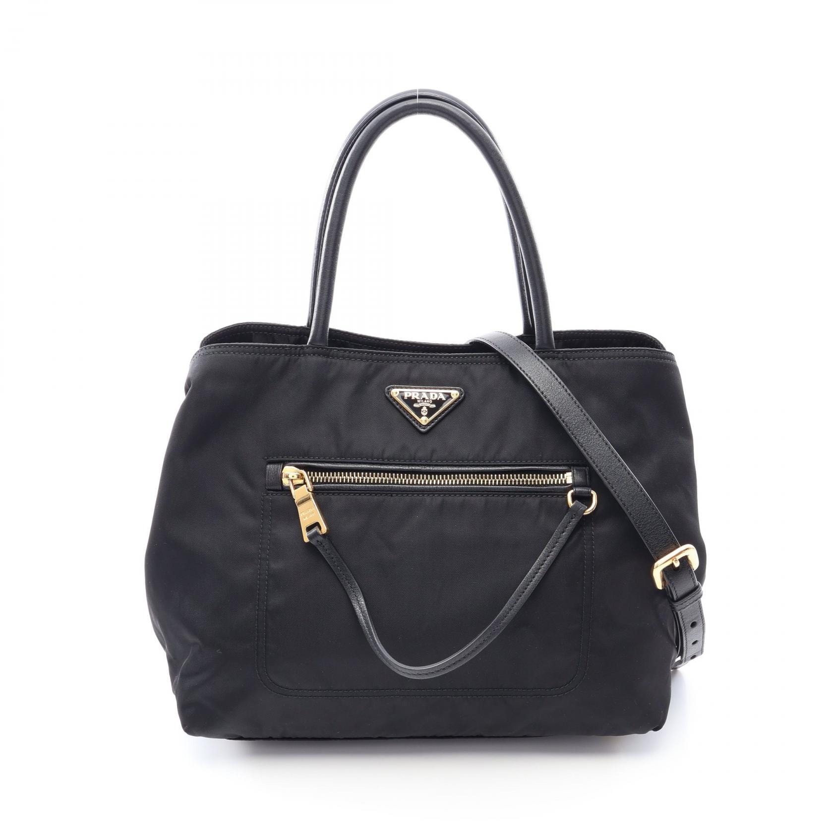 プラダ PRADA 2WAY ハンドバッグ バッグ ナイロン レザー レディース ブラック系 BN1825 【中古】