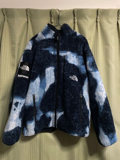 Supreme x The North Face Bleached Denim Print Fleece Jacket "Indigo"