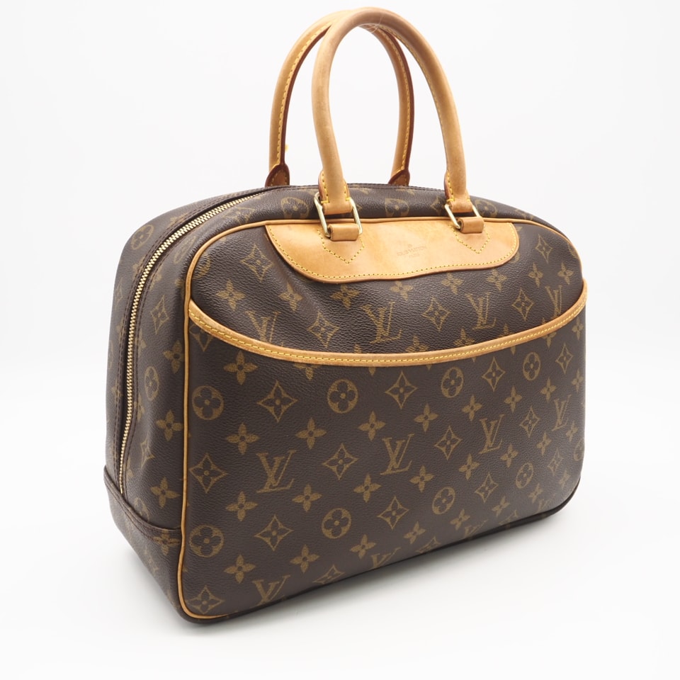 LOUIS VUITTON ルイ・ヴィトン モノグラム ドーヴィル M47270 ハンドバッグ ブラウン ベージュ コーティングキャンバス レザー レディース