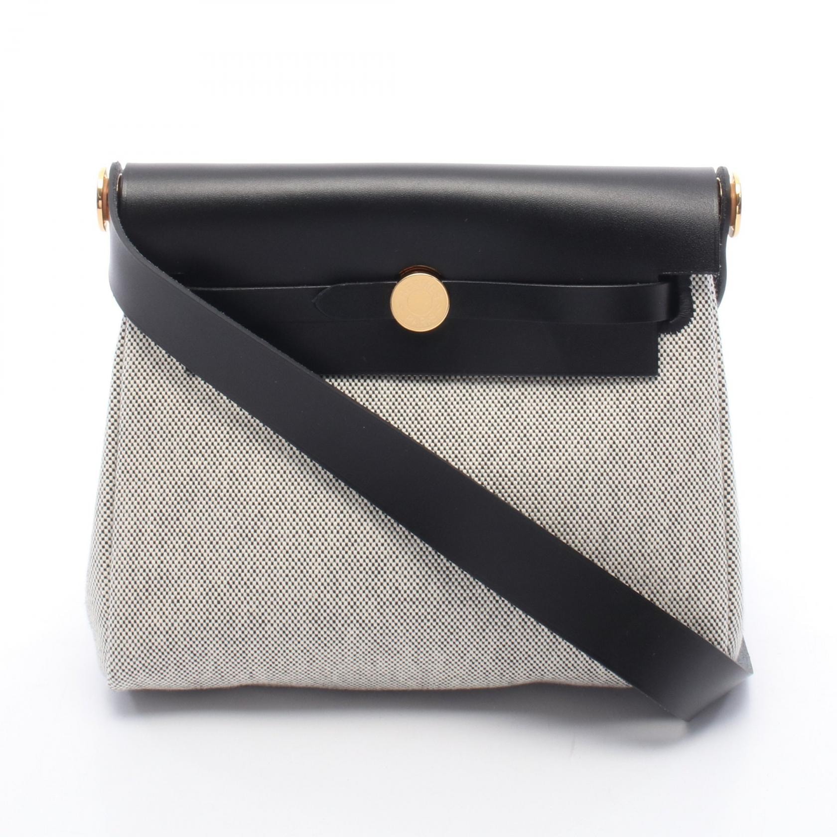 エルメス HERMES エールバッグジップ ミニ ショルダーバッグ バッグ キャンバス レザー トワルアッシュ / ヴァッシュハンター トワルアッシュ エクリュ K刻印(2025年製造) レディース グレー系 / ブラック系