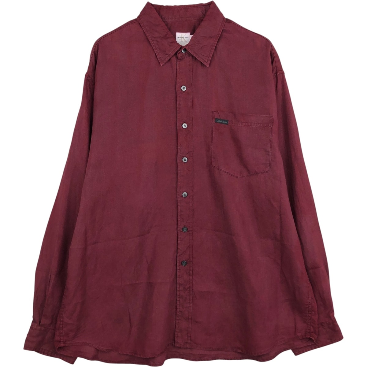 古着 90~00年代 カルバンクライン Calvin klein 長袖 リネンシャツ メンズXL相当 ヴィンテージ/eaa478122