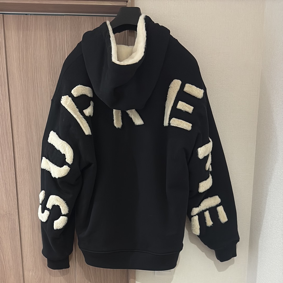 Supreme Faux Fur Lined Zip Up Hooded Sweatshirt "Black"