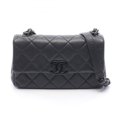 シャネル CHANEL マトラッセ スモールフラップ ショルダーバッグ バッグ キャビアスキン(グレインドカーフ) レディース ブラック系 AS2303 【中古】