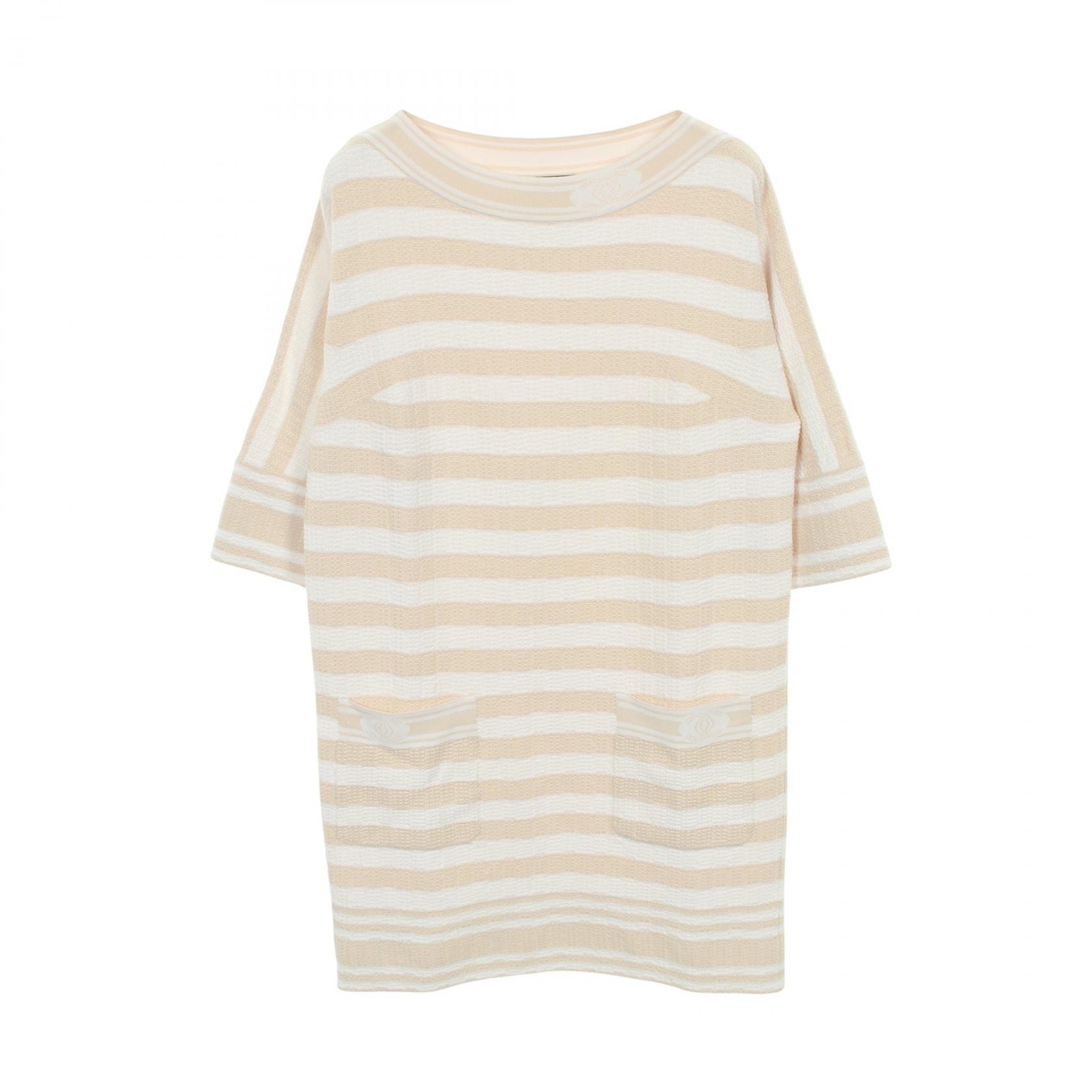 シャネル CHANEL ココマーク ワンピース 衣料品 トップス コットン ビスコース レディース ベージュ系 / ホワイト系 【中古】