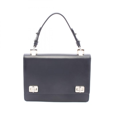プラダ PRADA SOFT CALF ハンドバッグ バッグ レザー レディース ブラック系 1BD071 【中古】