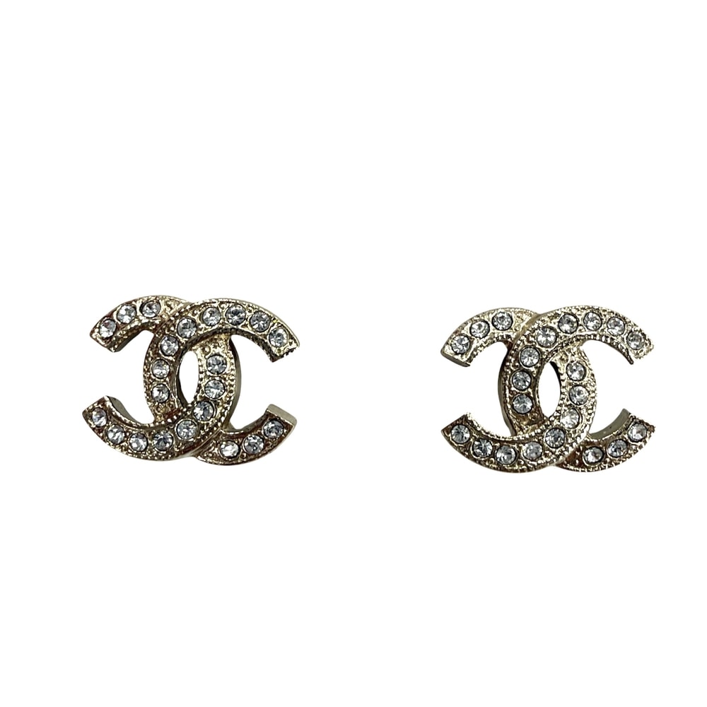 CHANEL シャネル ピアス ココマーク ラインストーン アクセサリー GP ラインストーン C22V レディース 約2.8g 2022年【中古品】