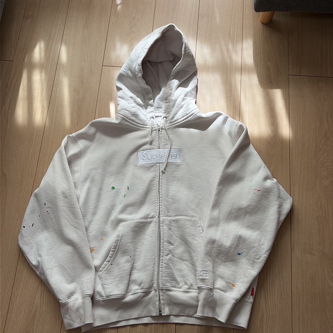 Supreme x MM6 Maison Margiela Box Logo Zip Up Hooded Sweatshirt "White"