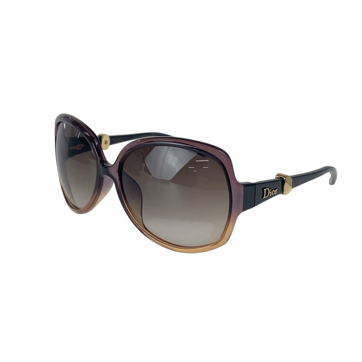 美品 Dior ディオール グラデーション ブラウン プラスチック サングラス バタフライ 1-0294267 【中古】