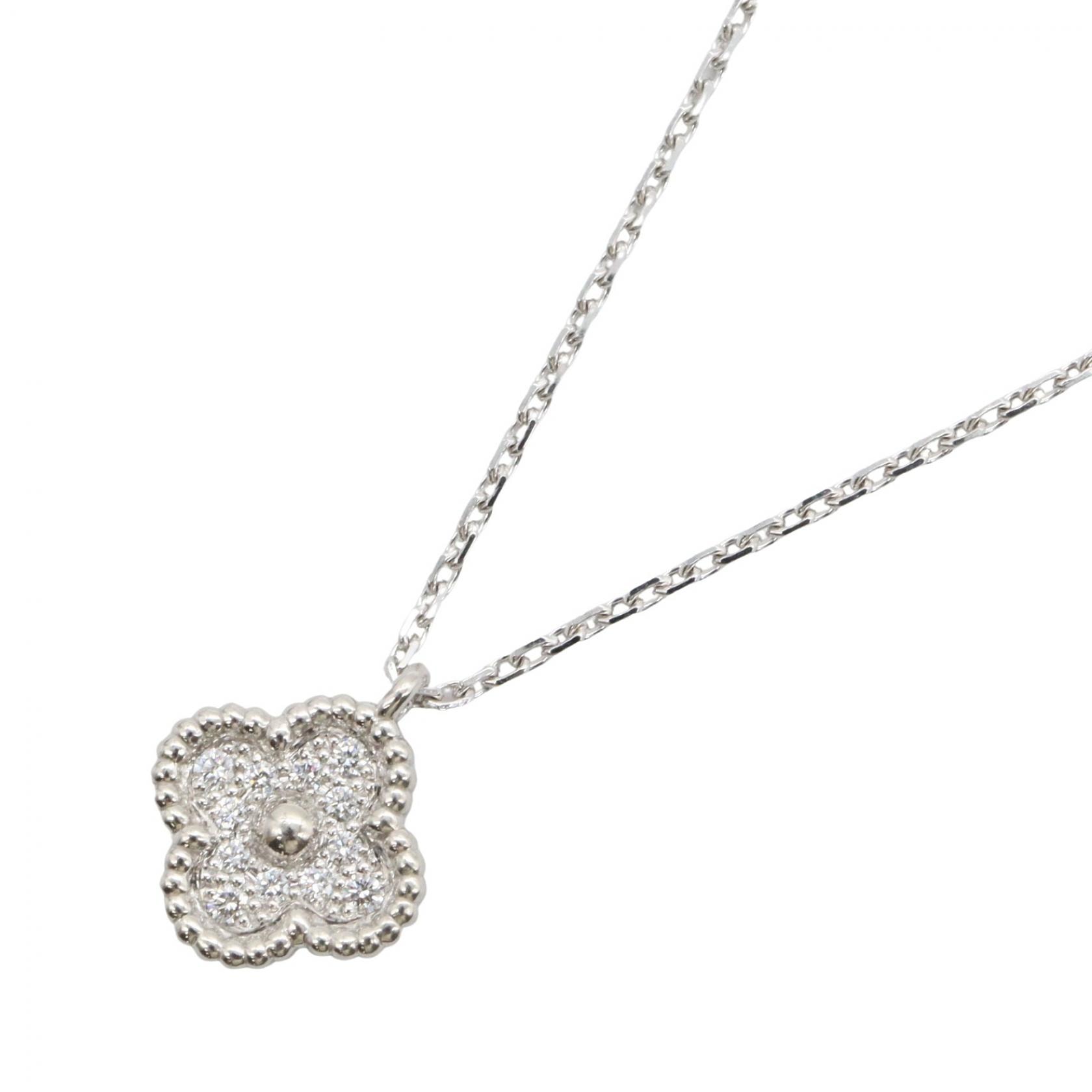 ヴァンクリーフ&アーペル Van Cleef & Arpels スウィートアルハンブラ ダイヤネックレス ネックレス ジュエリー K18WG(ホワイトゴールド) ダイヤモンド レディース シルバー系 / クリア系 VCARO85900 【中古】