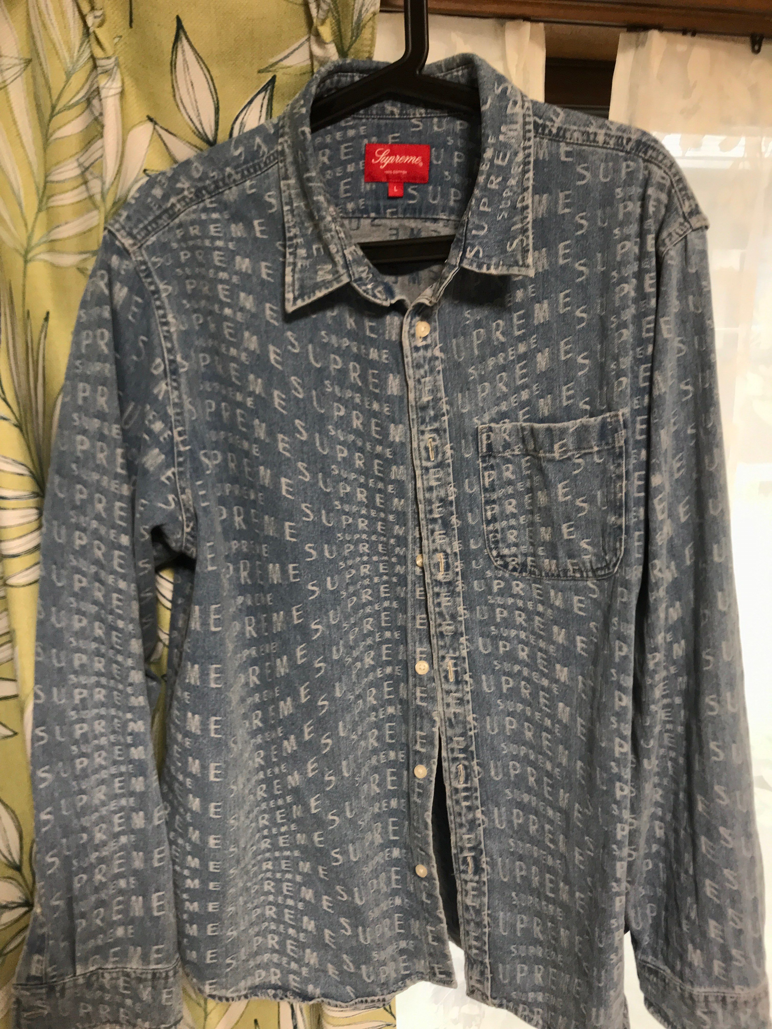 Supreme Warp Jacquard Logos Denim Shirt "Blue"