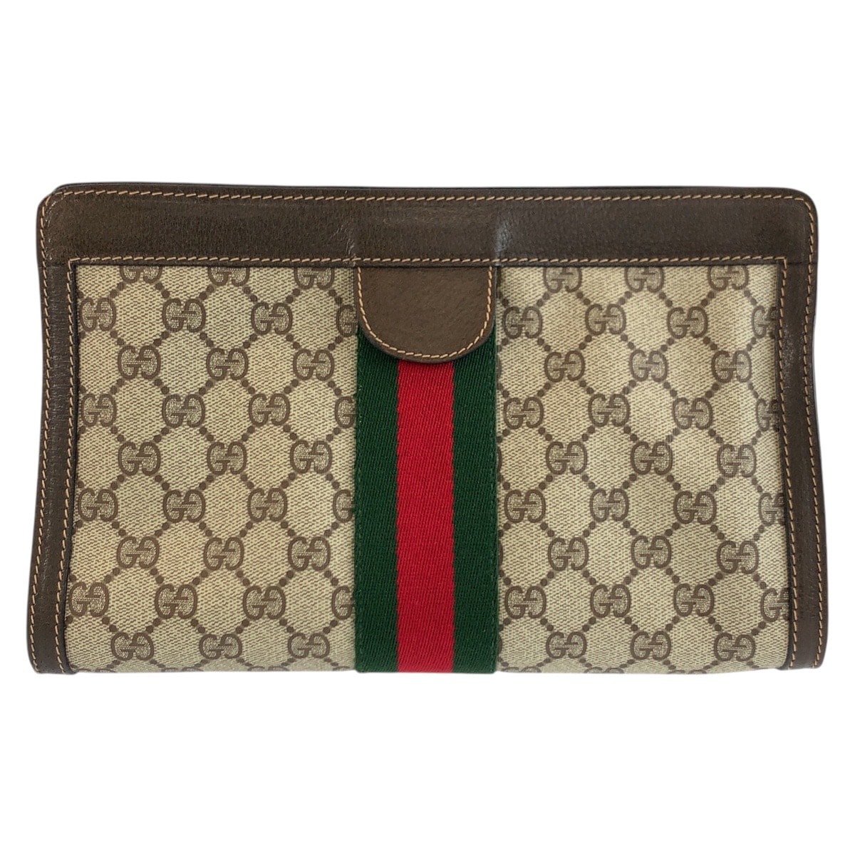美品 GUCCI グッチ ヴィンテージ シェリーライン ベージュ ブラウン GGスプリームキャンバス レザー/ クラッチバッグ セカンドバッグ 603274 【中古】