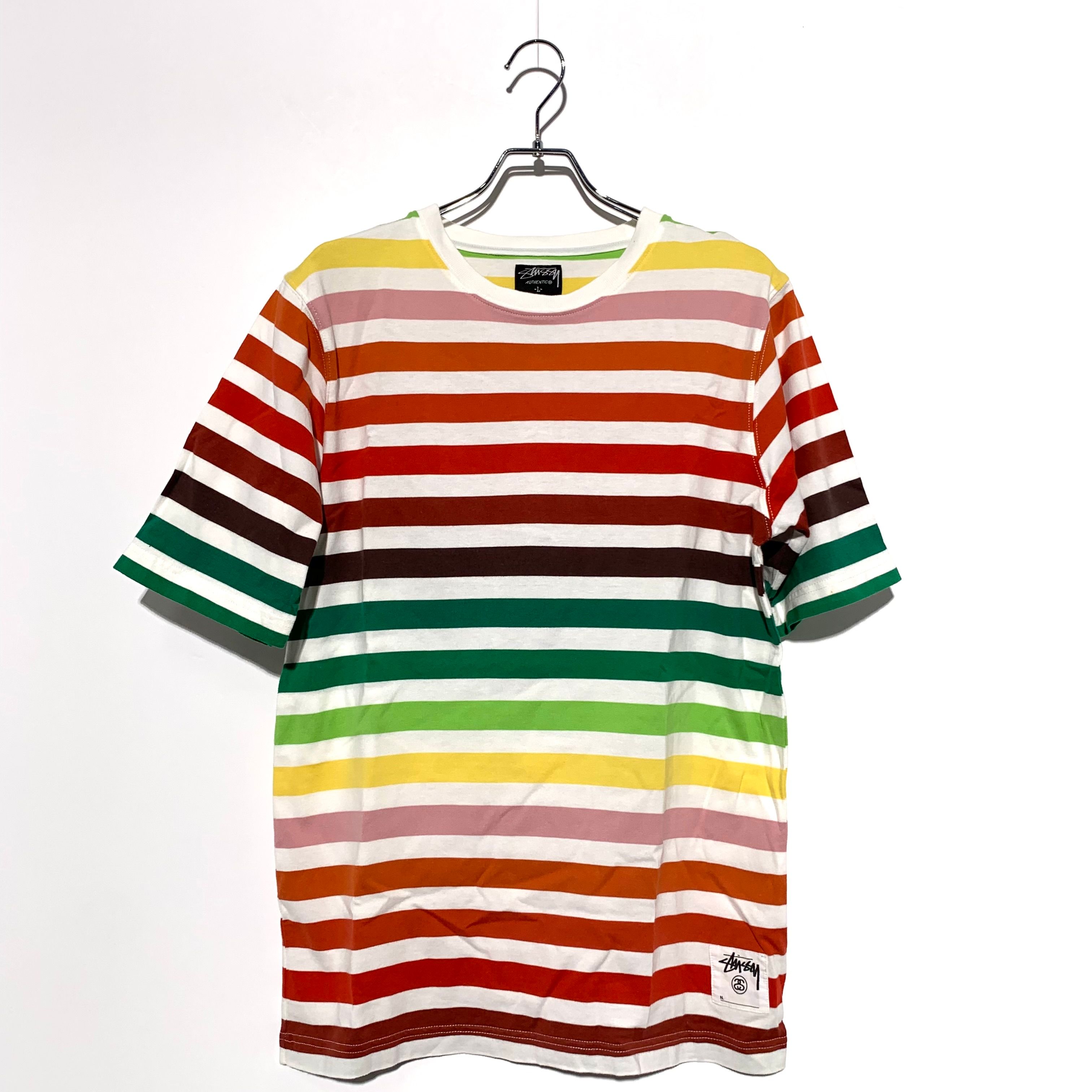 STUSSY mulch color stripe Tee mulch