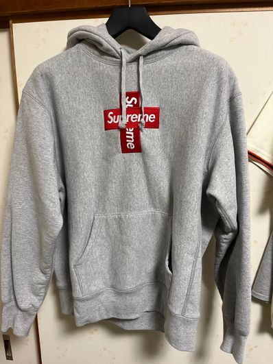Supreme Cross Box Logo Hooded Sweatshirt "Grey"