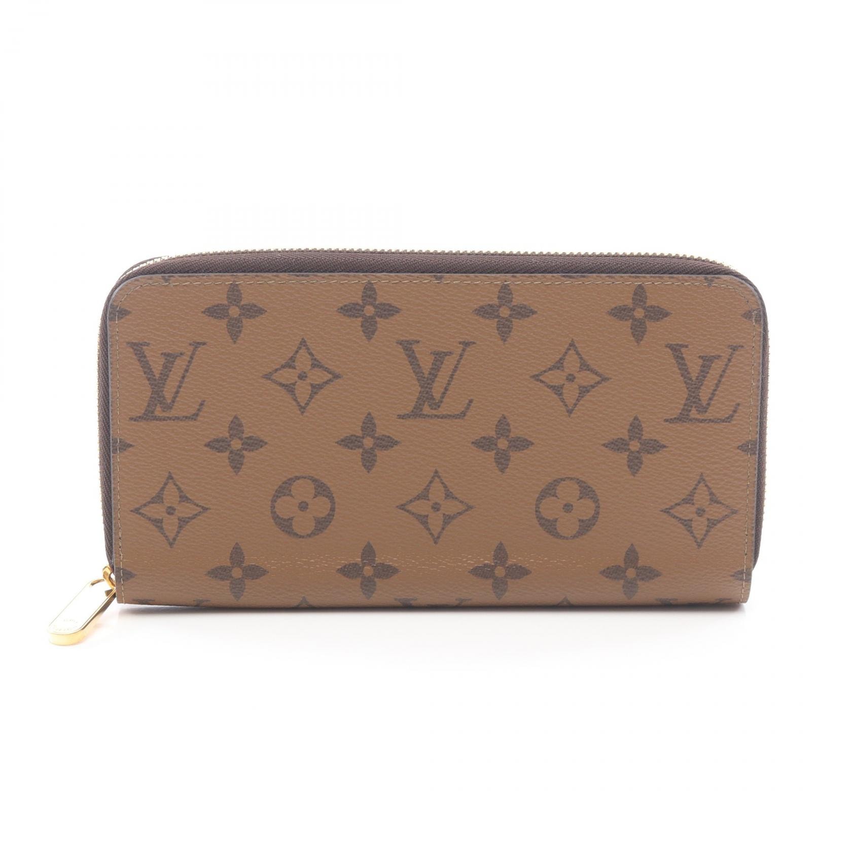 ルイ・ヴィトン LOUIS VUITTON ジッピーウォレット ラウンド長財布 財布 PVCコーティングキャンバス モノグラム・リバース レディース ブラウン系 M82444 【中古】