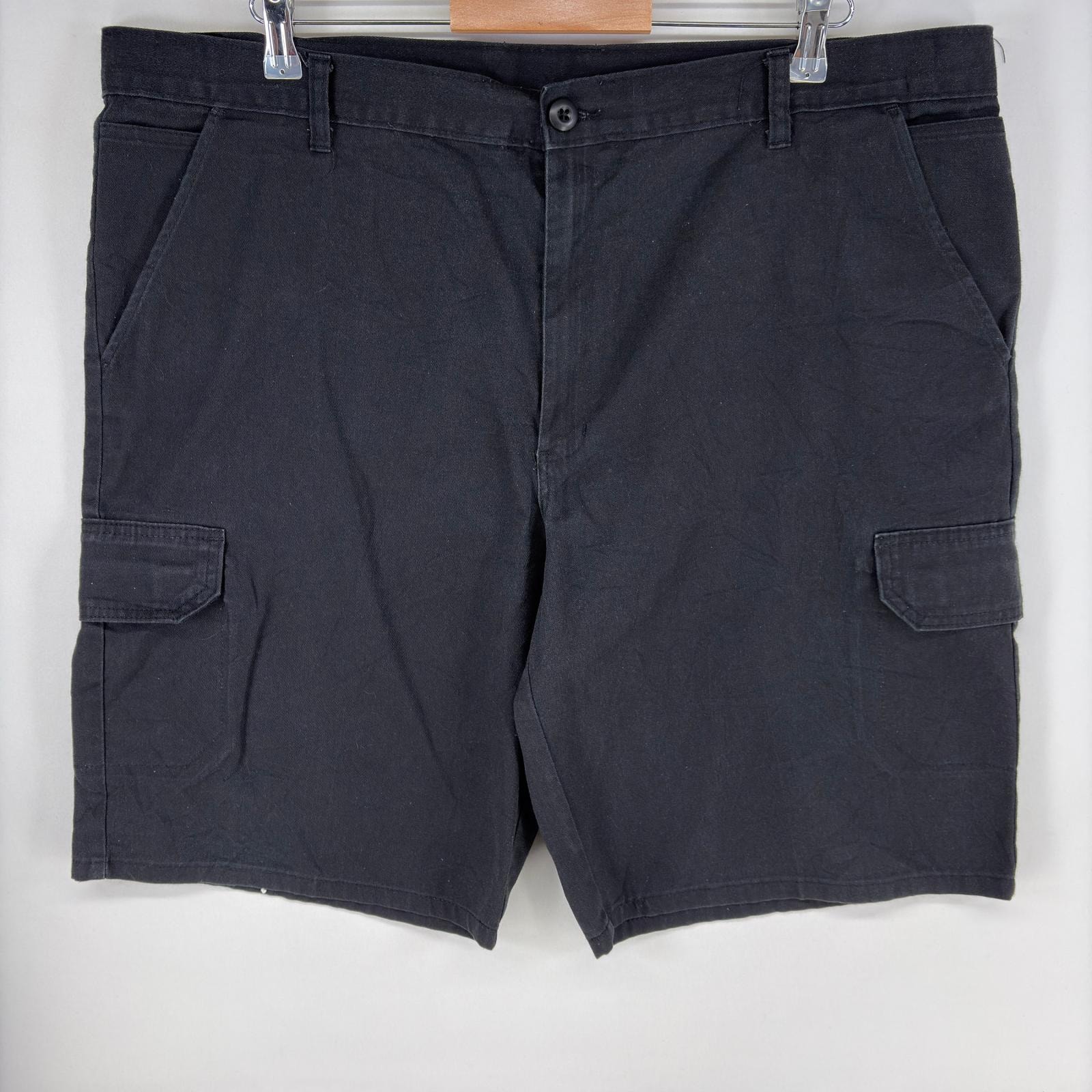 古着 ディッキーズ Dickies パンツ カーゴパンツ ワーク ハーフ ショート ジッパーフライ ワンポイントロゴ w42  ブラック系 メンズ