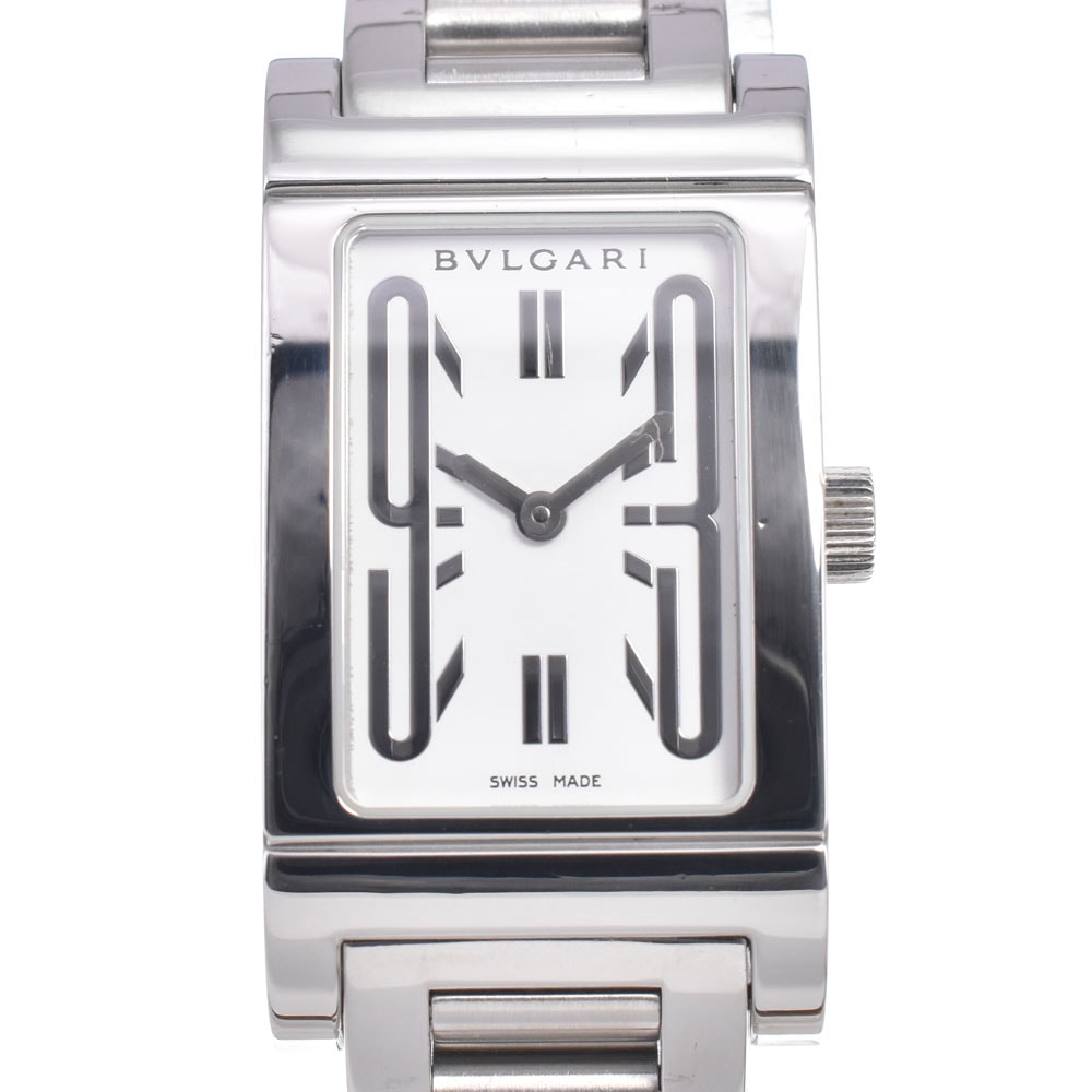ブルガリ BVLGARI RT39S レッタンゴロ ホワイト クォーツ レディース 美品 腕時計 D#149820