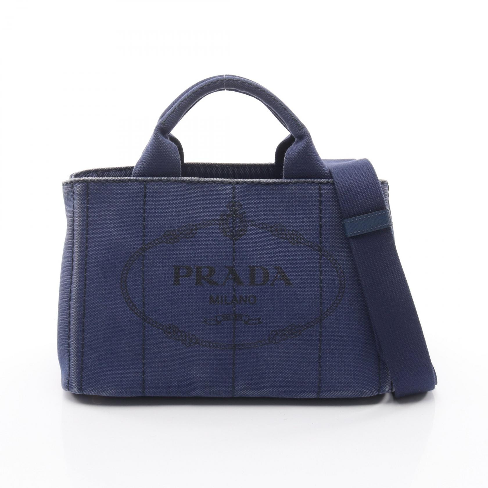プラダ PRADA CANAPA カナパ トートバッグ バッグ キャンバス レディース ブルー系 1BG439 【中古】