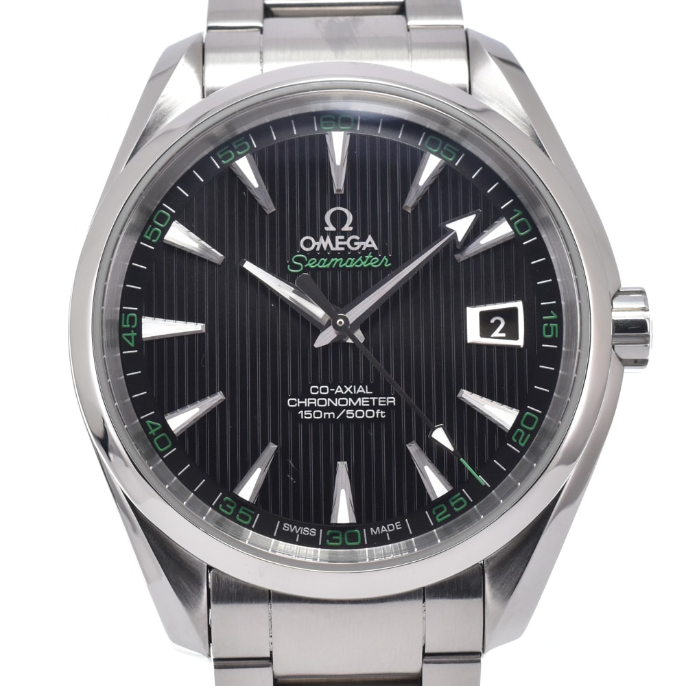 オメガ OMEGA 231.10.42.21.01.001 シーマスター アクアテラ ブラック 自動巻き メンズ 美品 保証書付き 腕時計 N#151029
