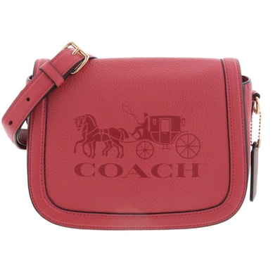 【値下げ】 COACH コーチ サドル バッグ ウィズ ホース アンド キャリッジ ショルダーバッグ C4058 レザー ピンク レディース【中古】