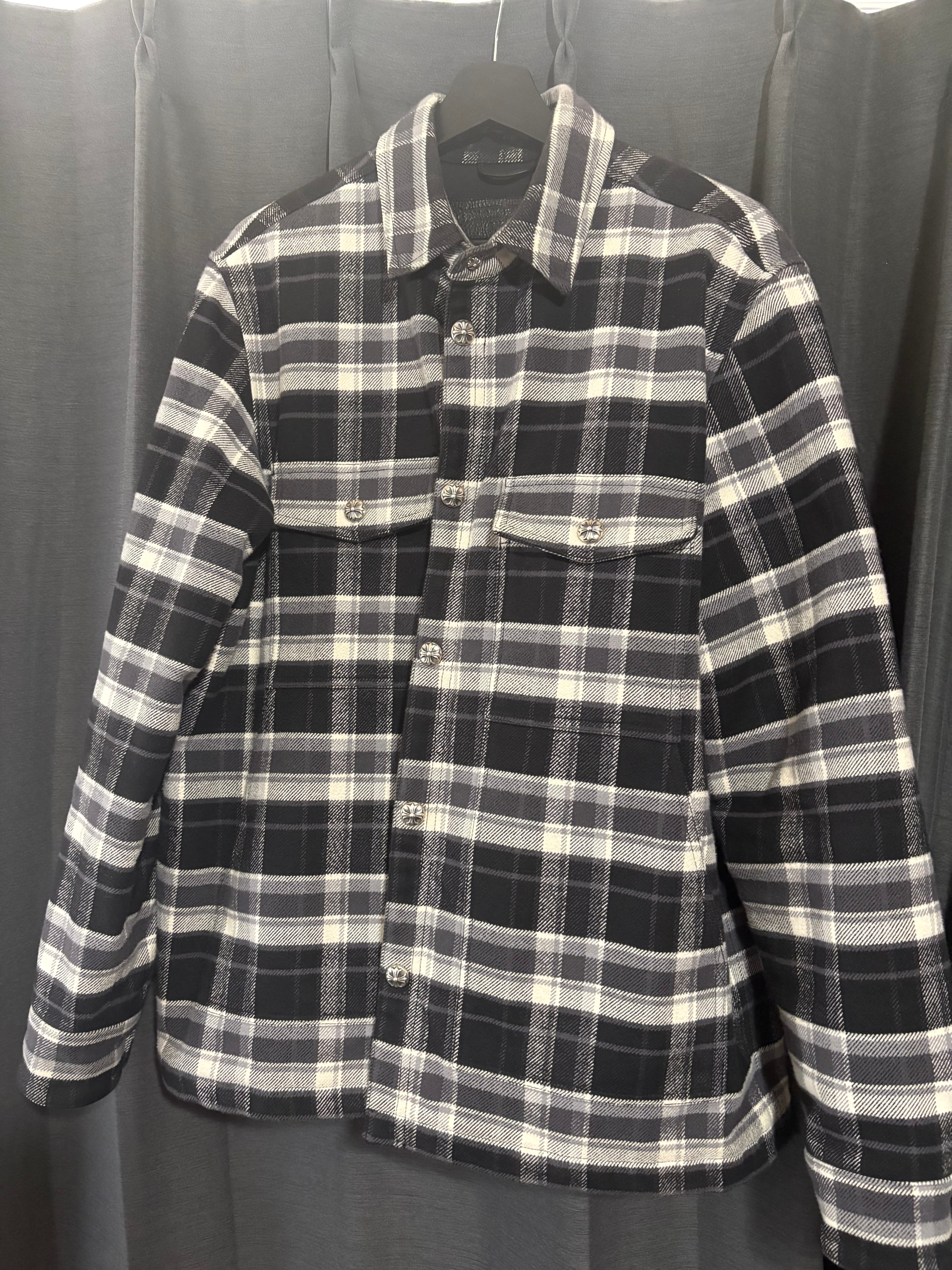 Chrome Hearts Y Not Cross Ball Button Check Shirt Jacket "Black"