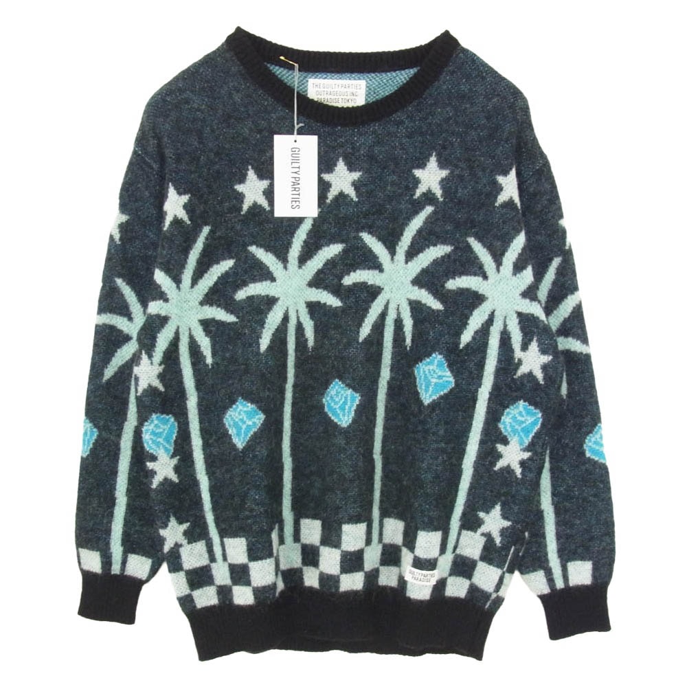 WACKO MARIA ワコマリア 24SS-WMK-KN18 MOHAIR BLEND CREW NECK SWEATER モヘアブレンド クルーネック セーター ニット ブラック系 L【極上美品】【中古】