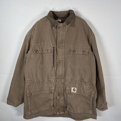 古着 カーハート Carhartt ダック ワークジャケット 裏地ブランケットライナー オーバーサイズ ブラウン メンズ