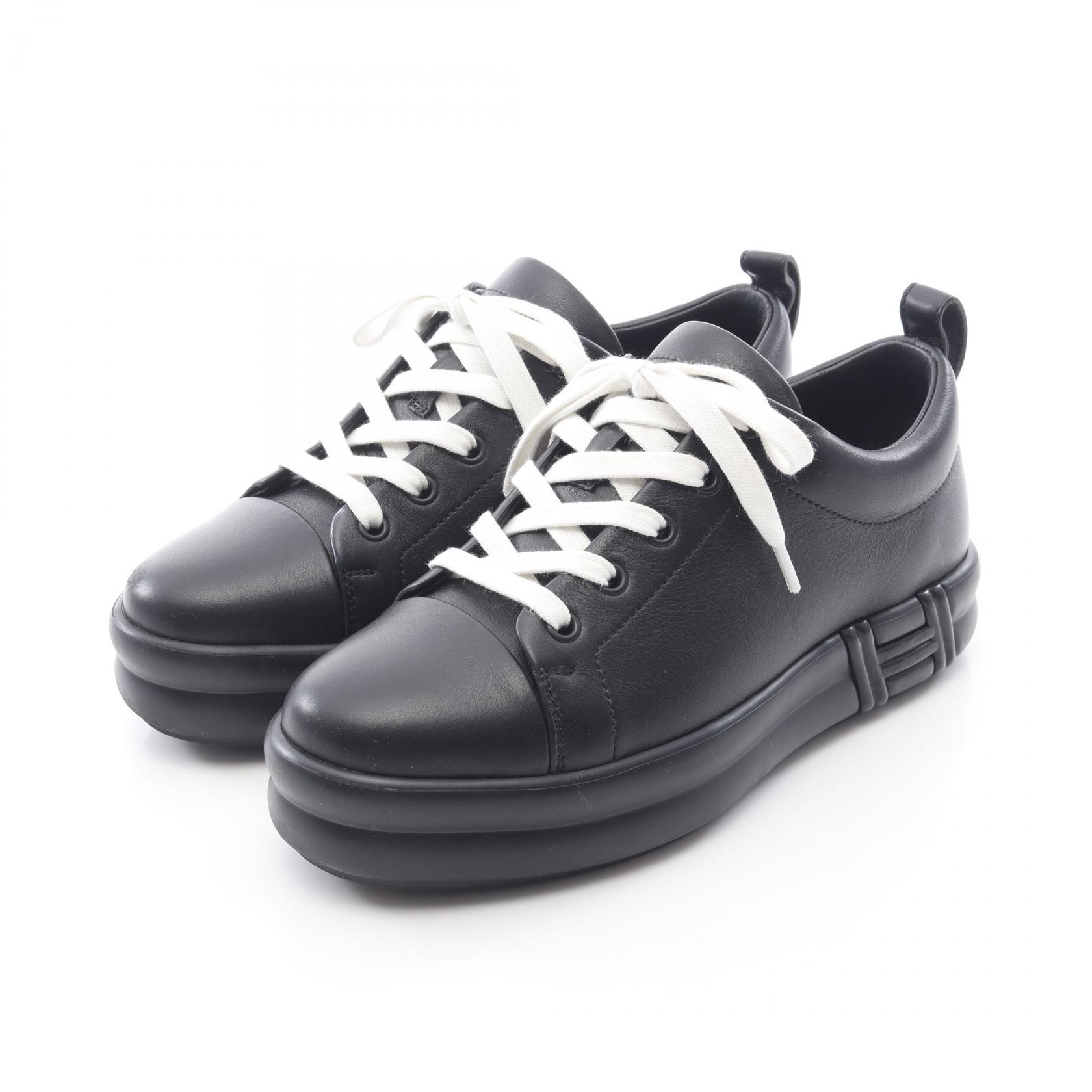 エルメス HERMES ハッピー スニーカー 靴 レザー ホワイト レディース ブラック系 / ホワイト系 232109Z 【中古】