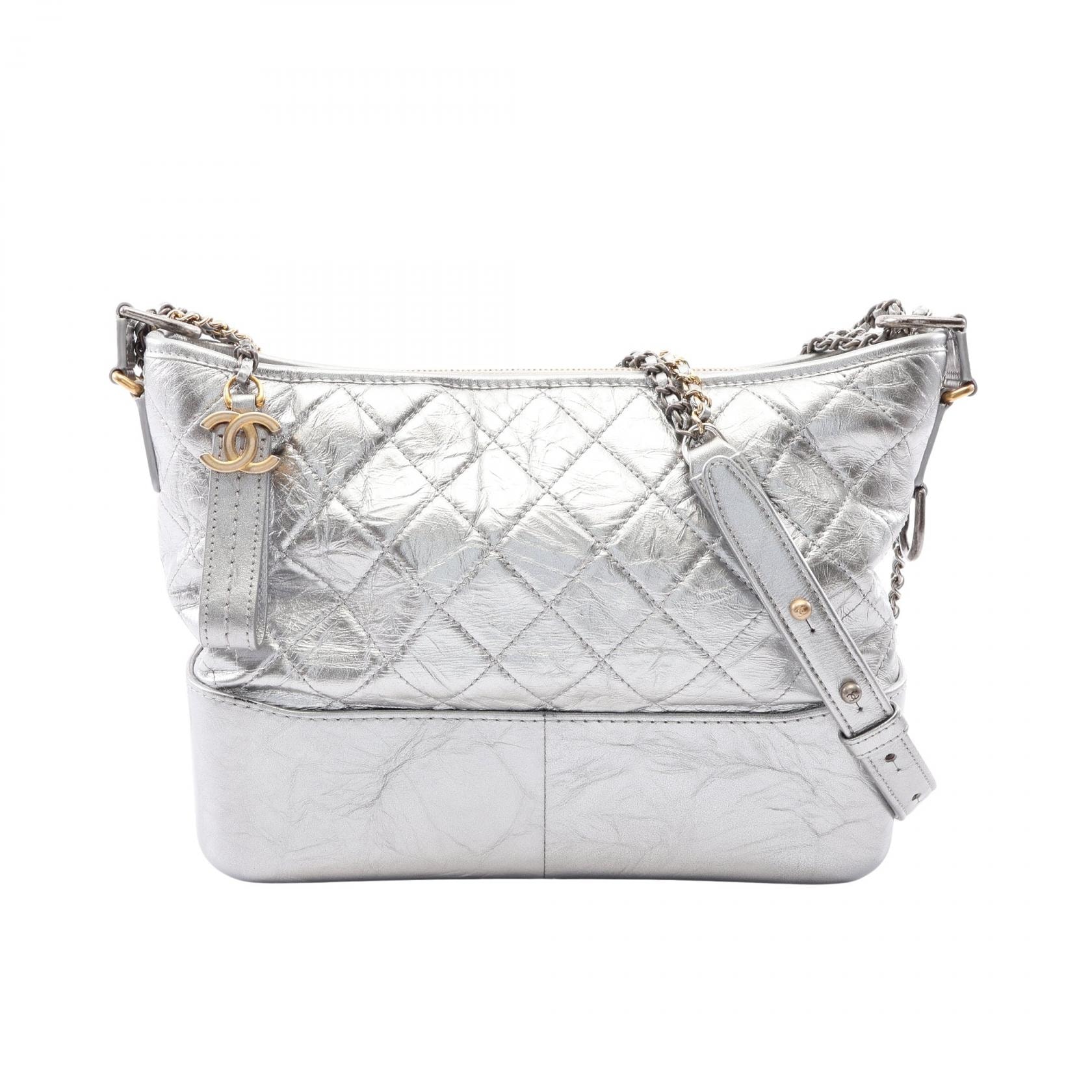 シャネル CHANEL ガブリエル ドゥ シャネル ラージ ホーボー ショルダーバッグ バッグ レザー レディース シルバー系 A93824 【中古】