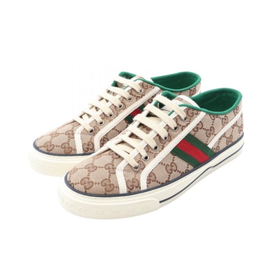 グッチ GUCCI テニス 1977 GGキャンバス スニーカー 靴 キャンバス メンズ ベージュ系 / グリーン系 【中古】