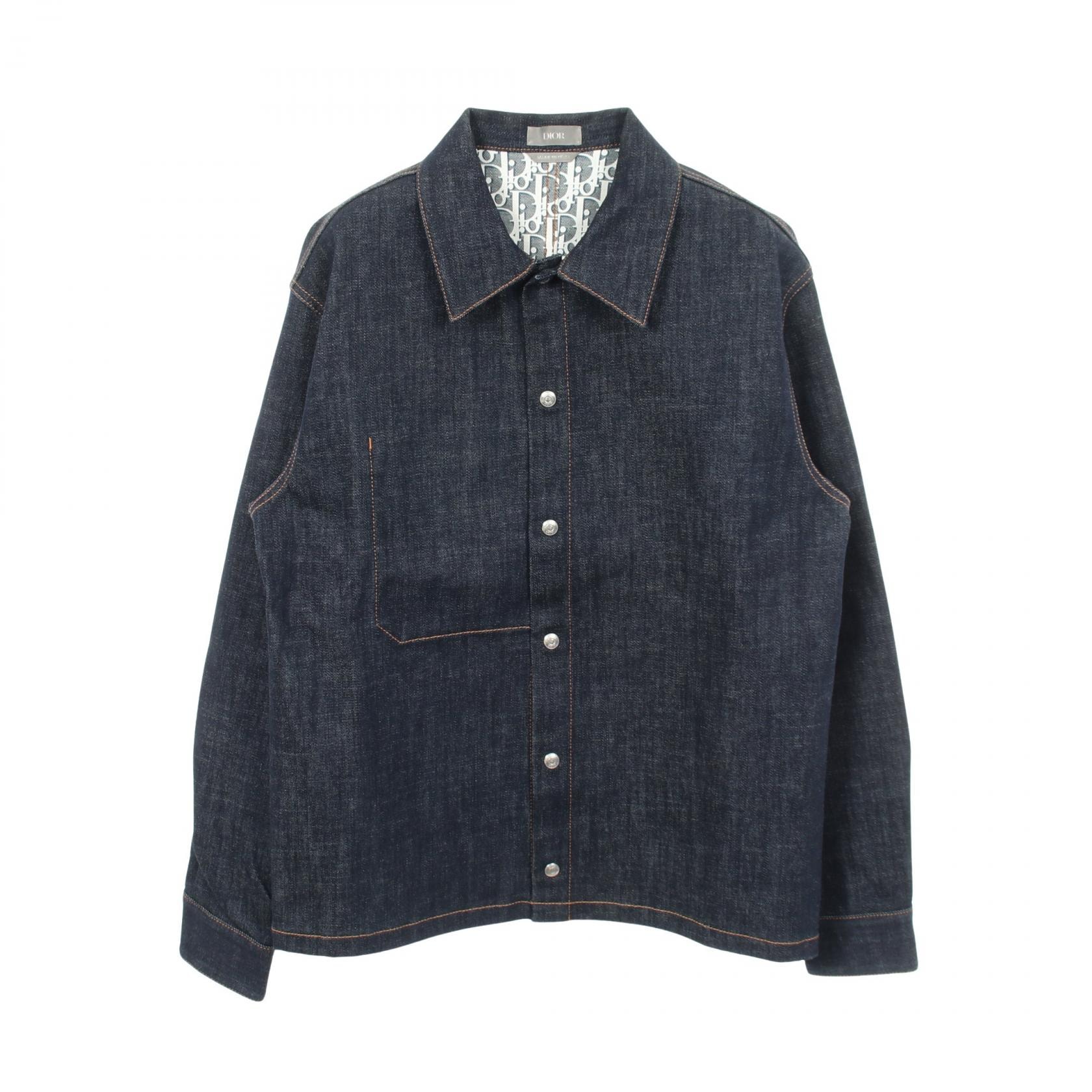 ディオール Dior オブリーク デニムジャケット 衣料品 アウター コットン メンズ ネイビー系 033D490A226X 【中古】