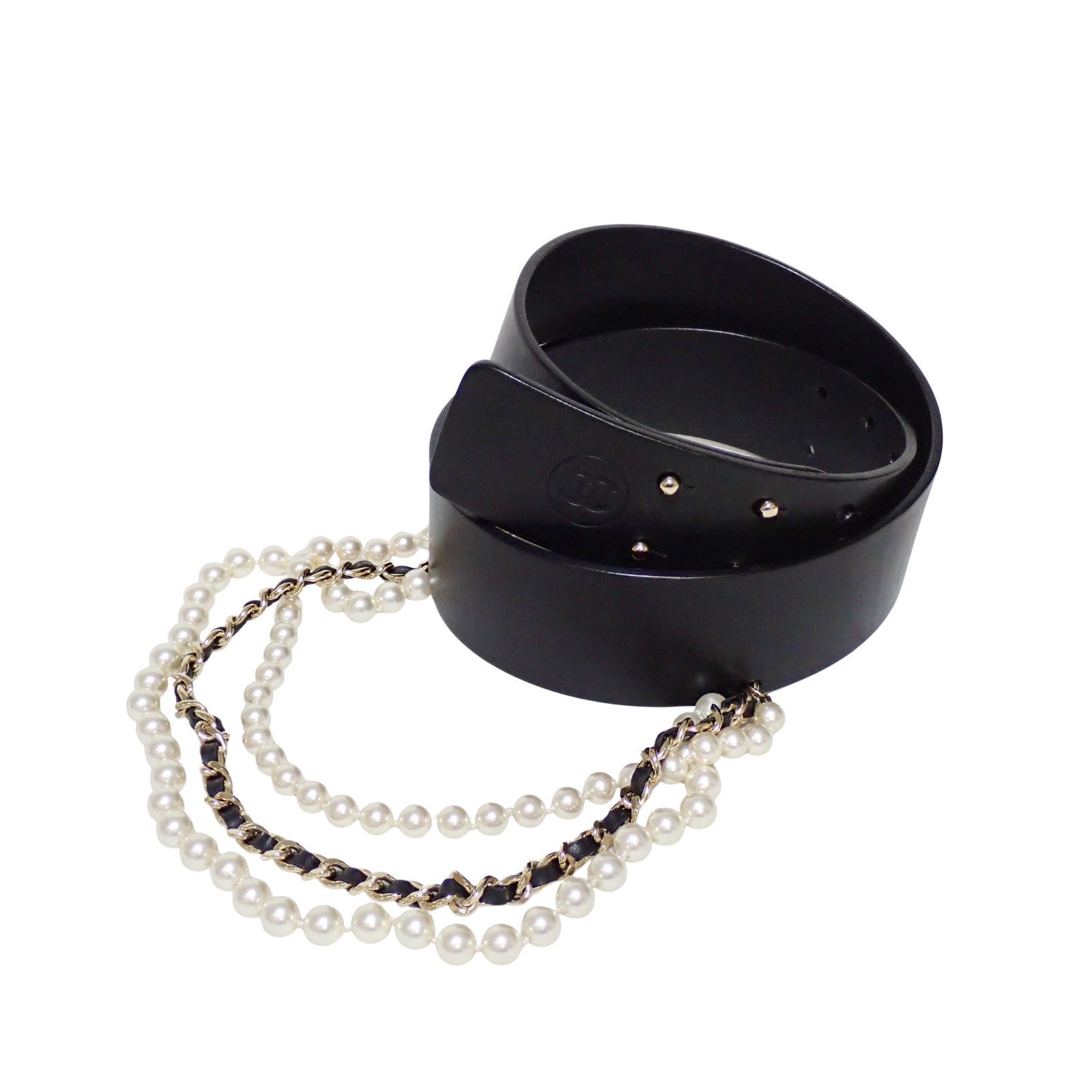 CHANEL シャネル ココマーク フェイクパール チェーン 02P ブラック 75/30 ヴィンテージ ブラック レディース ベルト